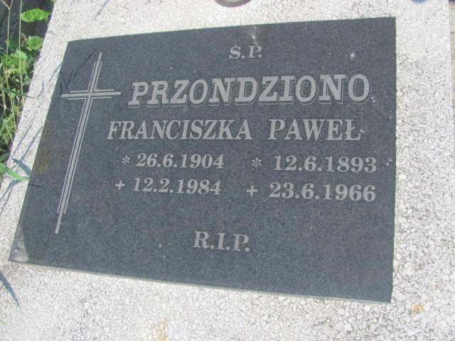 Franciszka Przondziono 1904 Chorzów - Grobonet - Wyszukiwarka osób pochowanych